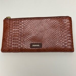 Fossil Brown Leather Wallet with Snap Closure